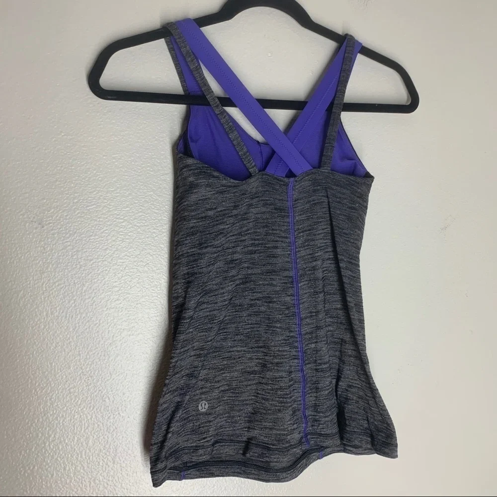 Lululemon Run For Gold Tank Top Strappy Back Gray